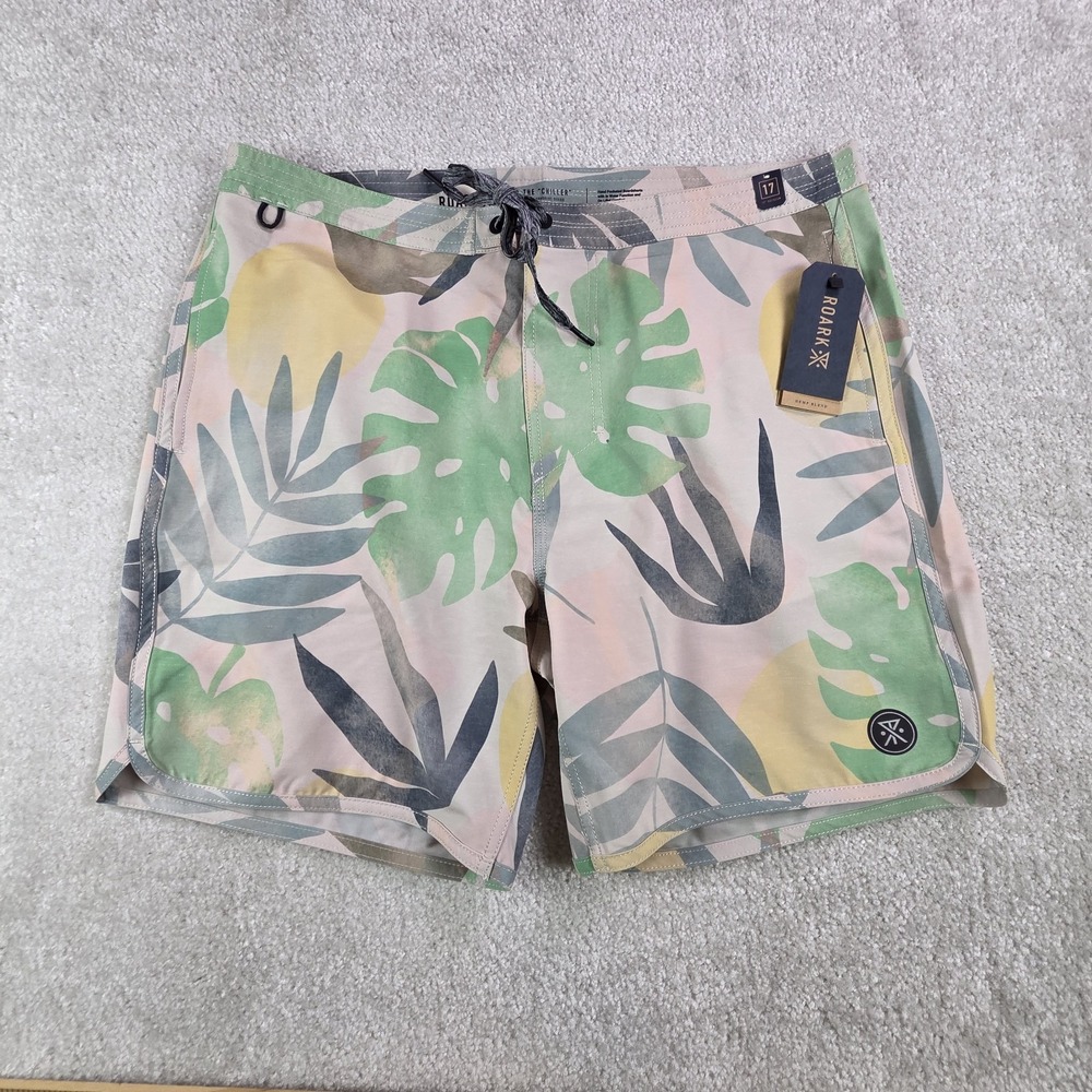 NWT Roark‎ The Chiller Boardshorts Mens Size 34 Pink Tropical Beach Cruise